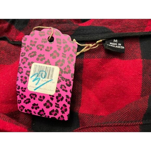 Ladies M Buffalo Plaid Check Red Long Sleeve Button Down Shirt Cactus Prickly - Picture 3 of 4